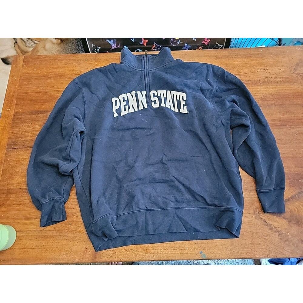 Mens Vintage Penn State 1/4 Zip Mock Neck Sweatshirt Blue Jansport XL